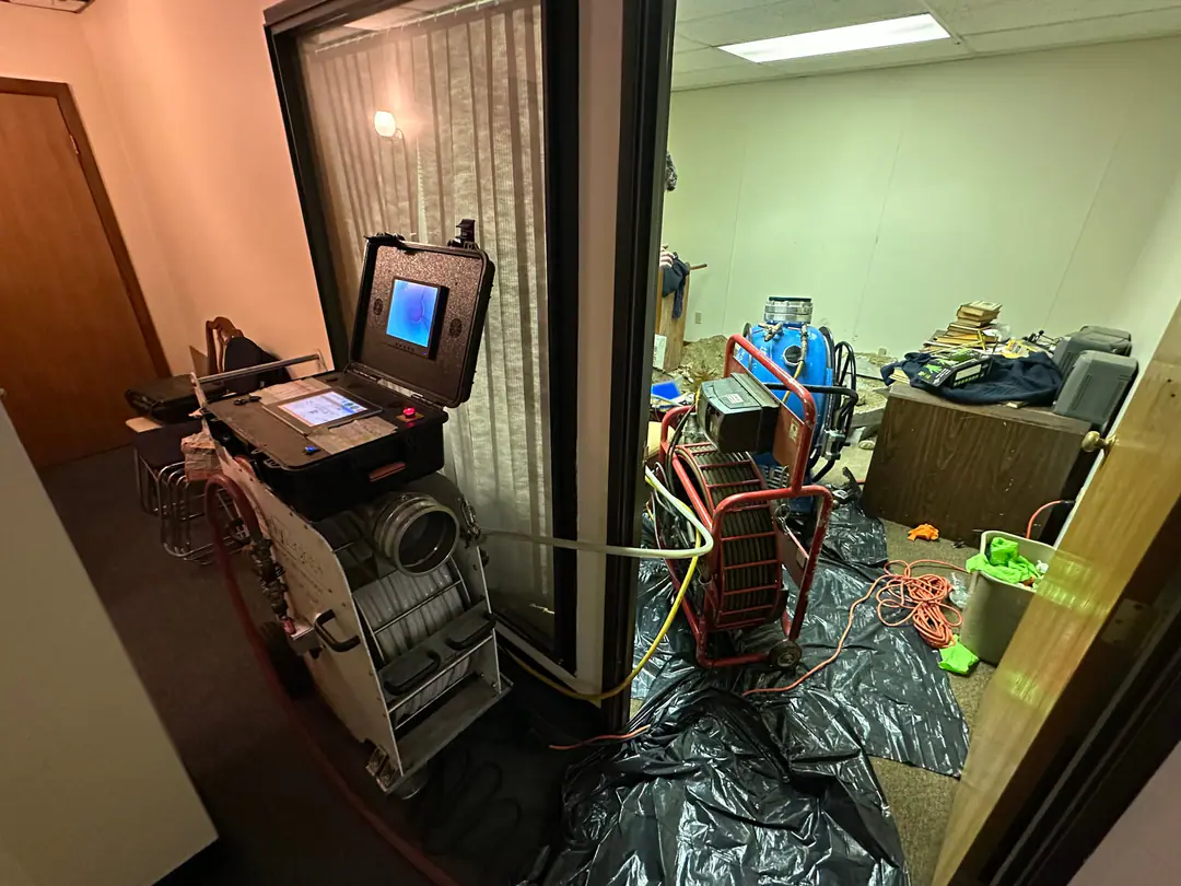 Our lining control equipment set up in a finished room on our Back Bay job
