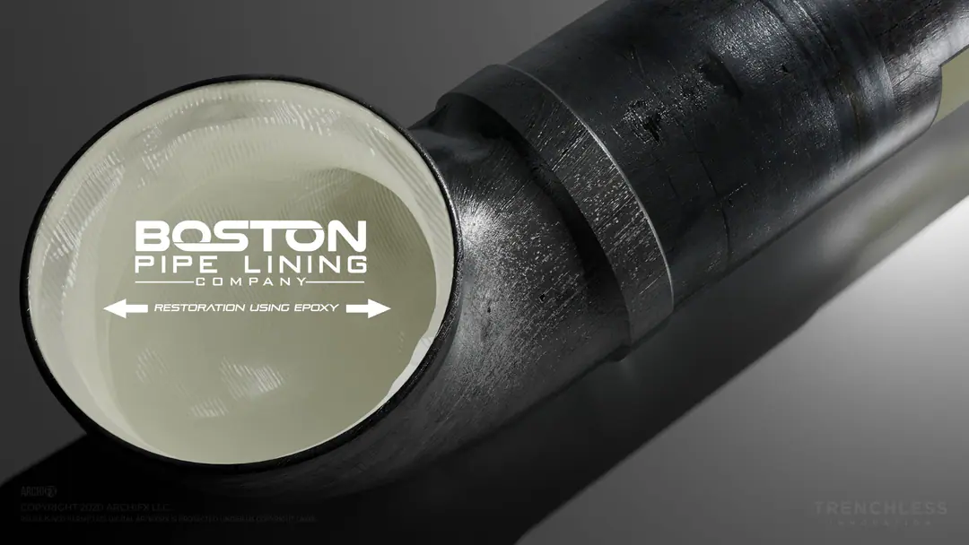 Illustration of epoxy coating applied to a pipe interior