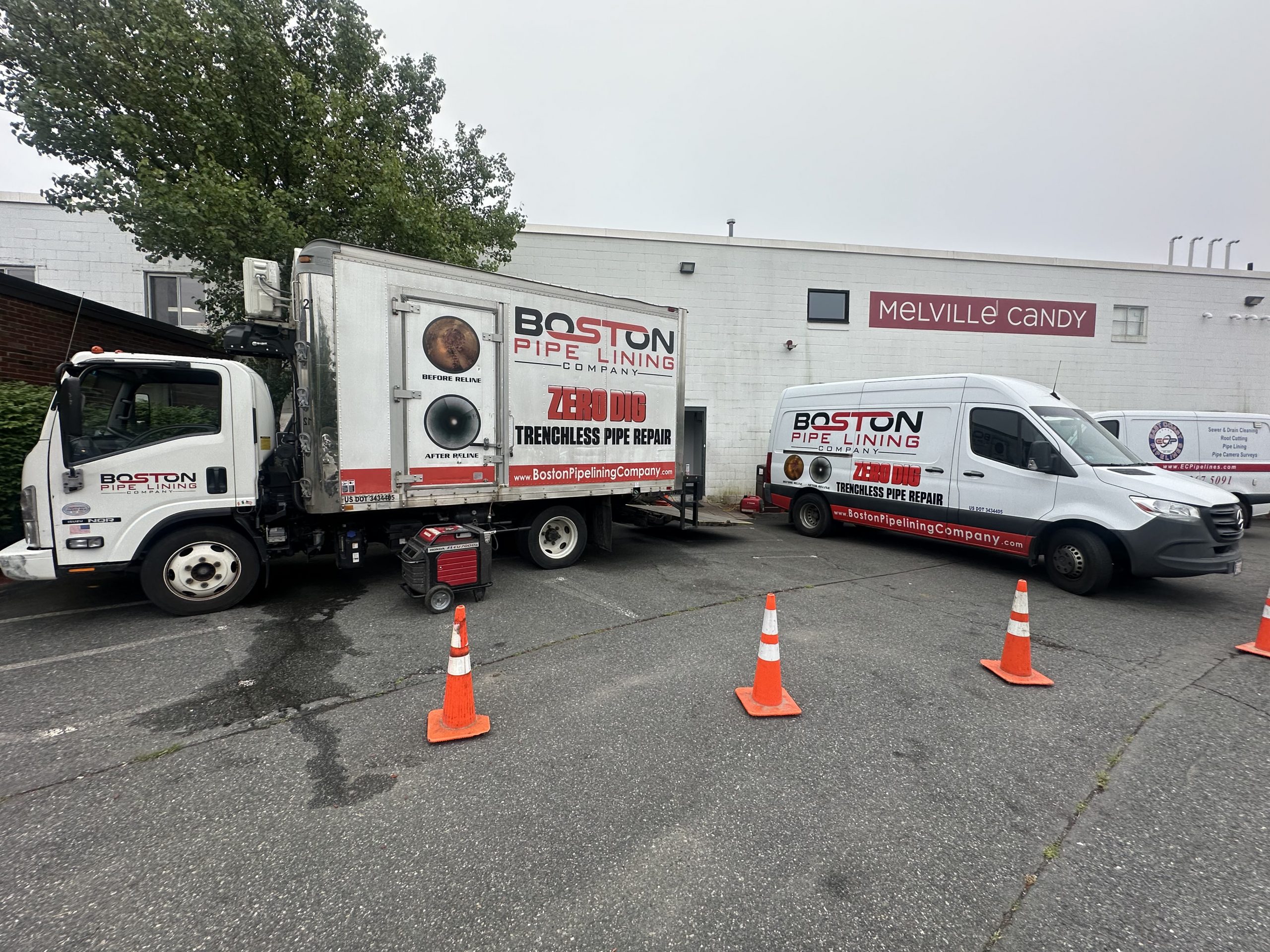 Basement access pit for trenchless pipelining project in Boston